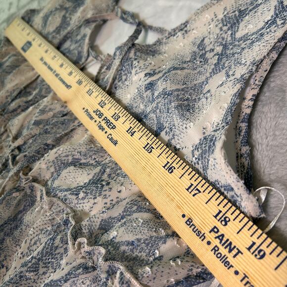 Altar'd State Mini Swing Dress Womens M White Blue Boho Cottage Soft Girl Flowy - Picture 5 of 7